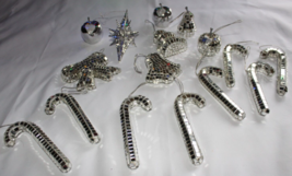 Lot Of 13 Vintage Cut Mirrored Ornaments Christmas Tree Decorations - £29.45 GBP