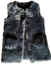 Retro 70s Faux Fur Vest Womens S Indigo Blue Gilet Love Token Sleeveless... - $44.14