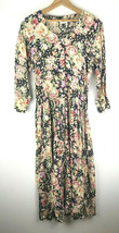 Vtg Topshop Dress English Garden Floral Long Sleeve 80s 90s Victorian US 10 j - £33.04 GBP