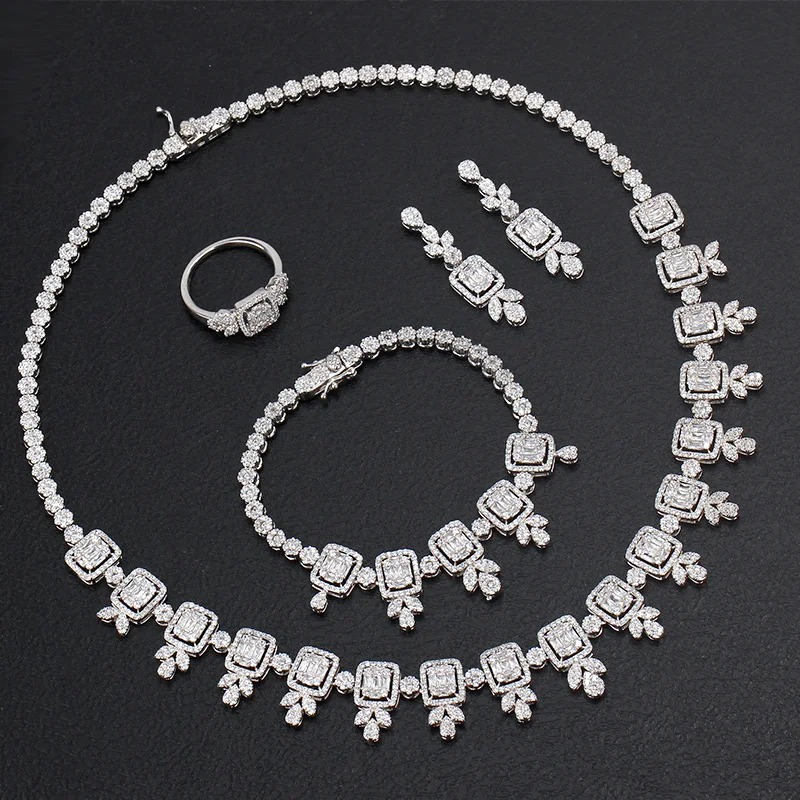 BrideTalk Luxury Wedding Cubic Zirconia Tassel Necklace Earrings Bracelet and Ri - £99.94 GBP