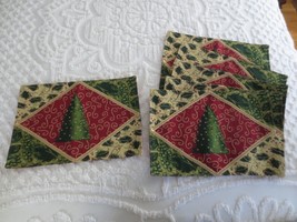 Set Of 6 J.C. Penney Holiday Collage Tree Tapestry Placemats - 19&quot; X 13&quot; - £14.34 GBP