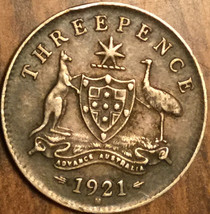 1921 AUSTRALIA SILVER THREEPENCE COIN - $13.01