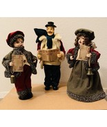 Christmas Carolers Figurines (3) Ceramic Faces 2 Males 1 Female - $27.70