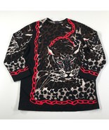 Vintage Snow Leopard Shirt Womens 8 Black Brown Red Chains Brookvally Fa... - £55.68 GBP