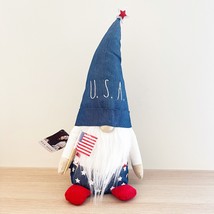Rae Dunn 20&quot; Weighted Gnome 4th of July USA Flag Heart Plush Star America Decor - £19.77 GBP