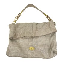 Fossil Quinn Metallic Leather Glitter Sparkle Foldover Hobo Shoulder Bag Purse - £48.42 GBP