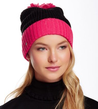 Kate Spade New York Hat Pom Colorblock Beanie Black Pink Swirl - £35.81 GBP