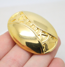 Vintage 1980s Signed MONET Gold Plated Modernist Oval BROOCH Pin Jewellery - £17.32 GBP