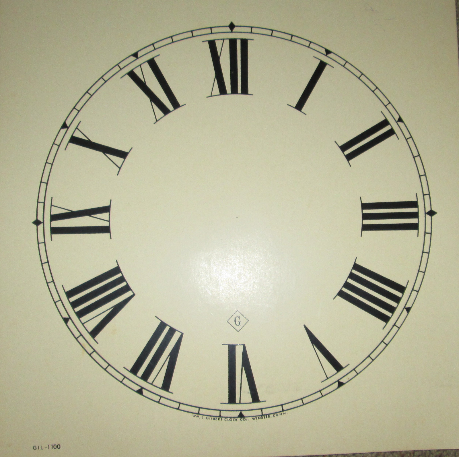 GILBERT Paper Clock Dial ROMAN Numbers 11&quot; BROWN CARDSTOCK - $14.85