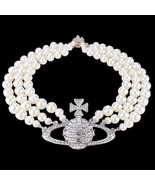 Vivienne Westwood Style Multi Pearl Orbit Planet Choker Chain Necklace 3... - £29.70 GBP