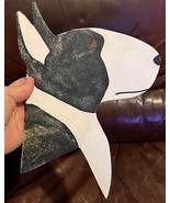 Wood Homemade Hand Painted Wood Pet Dog Figural Sign Painting of a Bull ... - €29,46 EUR