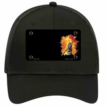 Firefighter Flaming Ax Offset Novelty Black Mesh License Plate Hat - £22.80 GBP