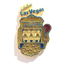 vintage Fabulous Las Vegas Refrigerator Magnet Jackpot Slot Machine glitter - £7.10 GBP