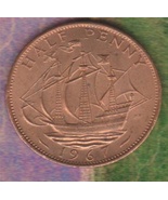 1967 British UK Half Penny coin Rest in peace Queen Elizabeth II Age 57 ... - £2.06 GBP