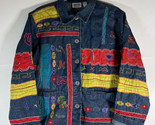 Chico&#39;s Design Women&#39;s Jacket Size 1 Denim Embroidered Fringe BOHO Nativ... - $34.64