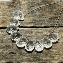 29.30cts Natural Crystal Quartz Drop Beads Loose Gemstone 9pcs Size 10x7mm - £6.71 GBP