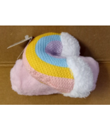 Moon and Stars Rainbow Plush Lovey Pink Blanket 12&quot; x 12&quot; Ages 0+ - £7.84 GBP