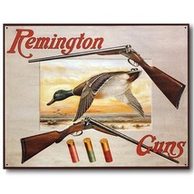 Remington Shotguns Duck Hunting Sporting Cartridges Rifles Retro Metal Tin Sign - $15.83
