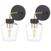 Modern Wall Sconces,Aged-Brass Wall Lamps With Clear Glass For Bedroom,Reading,B - £75.13 GBP
