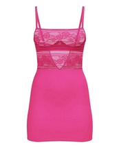 Victoria&#39;s Secret 36DD 38D XL SLIP DRESS Gown HOT PINK Lucious Rose Stri... - $89.09