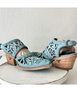Lane Robin Mule Blue Cowboy Boots Womens 6 Cowgirl Western Leather Short... - $326.04 CAD