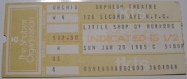 Little Shop Of Horrors Ticket Stub NM 1985 Orpheum Theatre NYC USA Scubert Org - £6.12 GBP