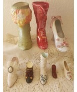Vintage Lot of 8 Boots Shoe Victorian Figures  Resin Decorative 6&quot; Heels... - £29.51 GBP
