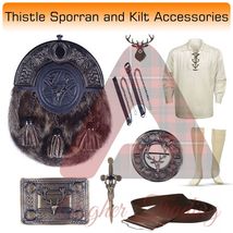 Scottish Stag Head Design Kilt Sporran &amp; Kilt Shirt - Belt -Socks &amp; Accessories - £68.31 GBP