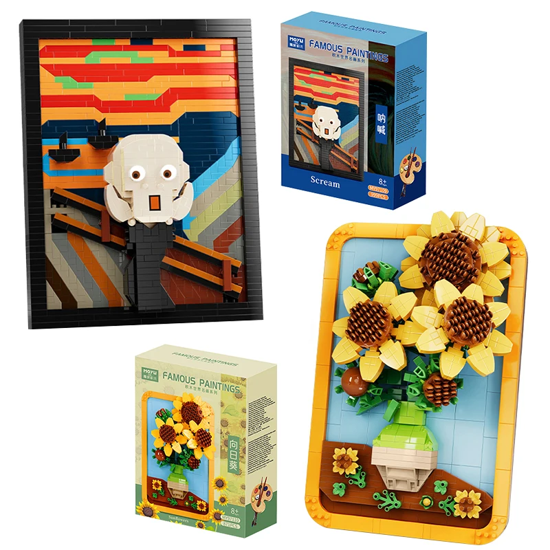 Nflowers world famous painting the scream picture art building blocks micro bricks home thumb200