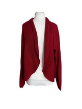 Chicos Womens Solid Red Open Front Cardigan Sweater Size 4 XL Knit Long ... - $24.75