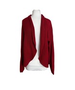 Chicos Womens Solid Red Open Front Cardigan Sweater Size 4 XL Knit Long ... - £19.46 GBP