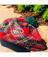 Vtg Turnberry Scotland Golf Hat Tam Patch Red Plaid Faldo Cap Beanie Pom... - $58.16 CAD