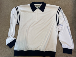 Bogey Boys Polo Shirt Mens XL Blue White Zip Terry CrewNeck Golf Longsleeve - $54.86 CAD
