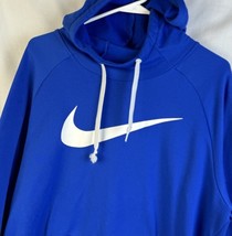 Nike Hoodie Dri-Fit Sweatshirt Blue Athletic Pullover Swoosh Hooded Men’... - $34.99