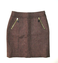 NWT Ann Taylor Petites Brown &amp; Rust Diagonal Striped Zip Pocket Pencil Skirt 0P - £15.28 GBP