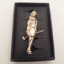 Silvertone female golfer brooch - $13.50