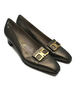 Salvatore Ferragamo Italy Ladies Bronze Metallic Leather Pumps Heels 9 AA - £49.88 GBP