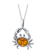 Sterling Silver Baltic Amber Crab Pendant Necklace - $130.71 CAD