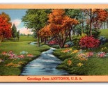 Generic Scenic Greetings Anytown USA Dealer Card UNP Linen Postcard M20 - $6.88