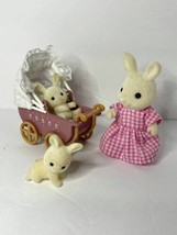 Calico Critters Snow-Warren Bunny Rabbit Family Figures Mom Twin Babies Carriage - £12.50 GBP