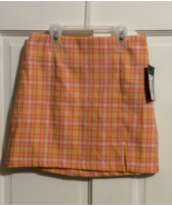 ART CLASS GIRL&#39;S ORANGE PINK WHITE PLAID NOTCH FRONT SKIRT  SIZE XXL 18/... - $9.49