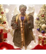 Vtg 80’s Porcelain Black African Angel Christmas Tree Topper Star Staff ... - £26.22 GBP