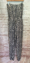 CHERISH Womens Leopard Print Strapless Jumpsuit Waffle Knit Jogger Pant Size L - £27.12 GBP
