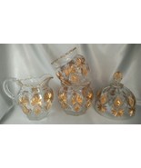 EAPG U.S. Glass Shoshone-Victor Clear/Gold Diamond Flower 4-pc Set:  Dom... - $39.10