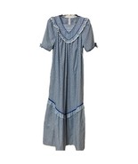 Vintage Sears Hawaii Long Dress Sz 11 Blue Polka Clover Dot Lace Muumuu ... - $1,766.56 MXN