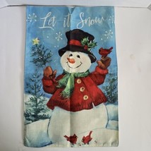 Seasonal Garden Flag Let It Snow 12&quot; x 18&quot; Snowman Winter Cardinals Chri... - £5.40 GBP