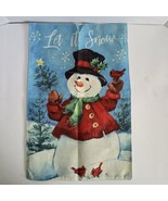 Seasonal Garden Flag Let It Snow 12&quot; x 18&quot; Snowman Winter Cardinals Chri... - £5.46 GBP