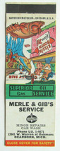 Merle &amp; Gib&#39;s Service - Dearborn, Michigan 20 Strike Matchbook Cover Hillbilly - £1.36 GBP