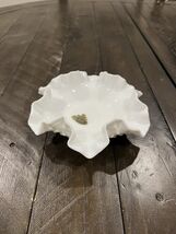 Fenton Hobnail White Milk Glass  Ruffled Edge Trinket Dish With Sticker ... - $17.81
