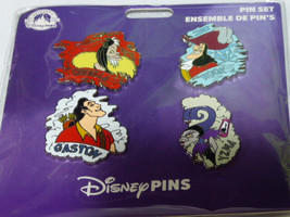 Disney Trading Pins Villains Booster Set of 4 Pins - Gaston Cruella Yzma Captain - £21.99 GBP